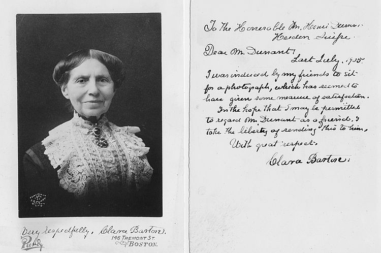 Widmungsschreiben von Clara Barton an Henry Dunant aus dem Jahr 1905 (IKRK)